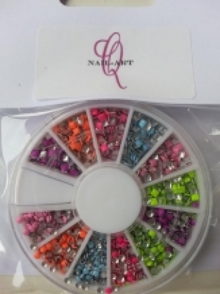 Neon studs 12-delig in wieltje Qnails